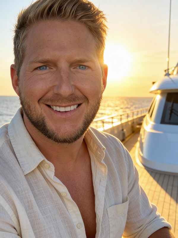 Callboy Maximilian von haut-nah.org  auf Motorjacht vor Sunset