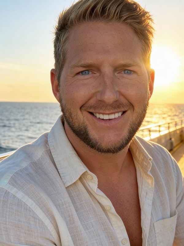 Callboy Maximilian von haut-nah.org auf Motorjacht vor Sunset