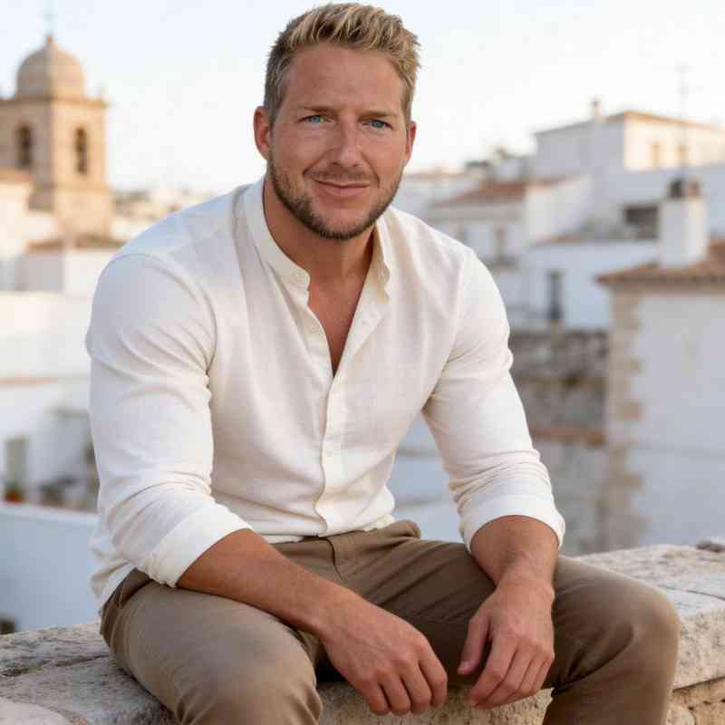 Male Escort Maximillian from haut-nah.org sits on historic wall