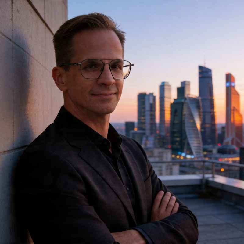 Escort Mann Thomas von haut.nah.org im Business Look vor Skyline