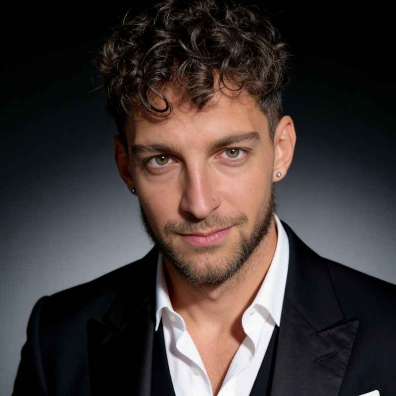 Escort Mann Alvaro von haut-nah.org Portraitaufnahme mit schwarzen Anzug, Headshot