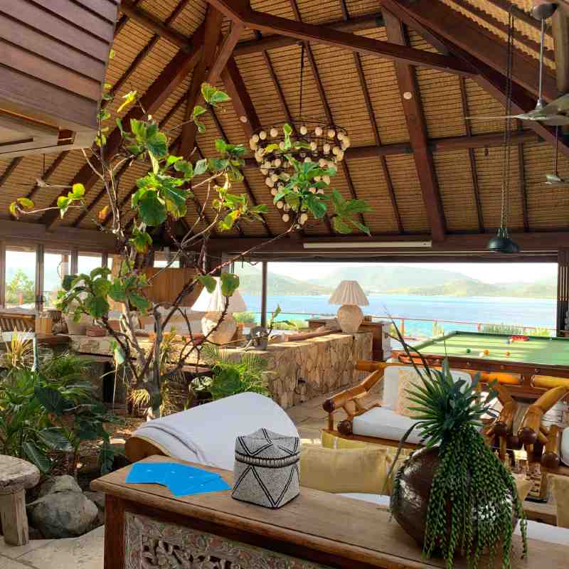 Impressionen von Necker Island (Privatinsel von Richard Branson). Hier: das Great House, Innenansicht